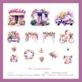 Colorful Holiday PET sticker set featuring 15 floral and bicycle watercolor designs - Colorful Holiday