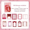 Set carta scrapbooking floreale con 10 adesivi finestre vintage in rosa e marrone - Grate della finestra del vecchio sogno / Set di 10 fogli