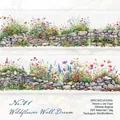 Floral Blue Dream PET tape with realistic watercolor flowers and stone wall texture - Flower Wall Blue Dream