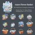 Blue flower basket PET stickers set with shell light craft for DIY scrapbooking - Azure Basket (Blue)