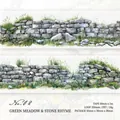 Artistic PET tape with green lawn and stone wall watercolor pattern for journaling - Green Lawn Stone Charm