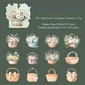 Floral PET stickers with shell light effect, Moonlight Basket theme for scrapbooking - Bright Moon Basket (Green White)