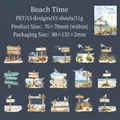 PET-Aufkleber-Set mit Strandmotiven wie Wegweisern, Möwen und Muscheln im 15er Pack - Küstenzeit