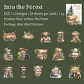 PET-Aufkleber In den Wald mit 15 Waldtier- und Holzwegweiser-Designs für DIY - Waldspaziergang