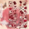 Ruban adhésif PET avec roses rouges et blanches pour scrapbooking, 5,5 cm par 2 m - Poésie Florale (Rouge)