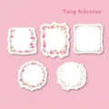 Pink hibiscus floral frame stickers with 3D embossed texture for scrapbooking - Twig Hibiscus