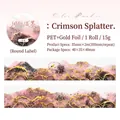 PET gold foil washi tape featuring crimson ink splash design for creative DIY crafts - Crimson Ink
