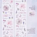 Matte PET lace flower decorative tape featuring purple roses and vintage quotes - Rose First Born