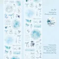 Lace Floral PET Tape in light blue matte finish for scrapbooking decor 75mm x 2m - Waiting for Flowers
