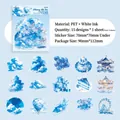 Blue theme PET sticker pack with 15 dreamlike clouds and hot air balloon motifs - Charming Blue Time