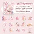 Pink Memory PET stickers set with dreamy clouds and hot air balloon illustrations - Light Pink Memory