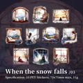 Pegatinas PET decorativas de escenas de ventanas de invierno serie When the Snow Falls - 3. Cuando cae la nieve