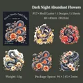 Floral snake PET stickers with shell light finish for DIY scrapbooking decor - Dark Night Flowers