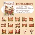 Adesivi PET cortile retrò per scrapbooking e decorazione, set da 15 pezzi - Serie Recinto Di Fiori-Cortile Retrò