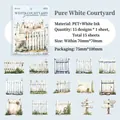 White garden fence PET stickers with 15 dreamlike patterns for scrapbooking decor - Flower Fence Series-Pure White Courtyard