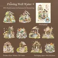 Wish Well PET stickers with 10 shell light watercolor flower well designs for journaling - Running Well Water