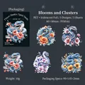 Floral snake PET stickers with pearlescent shell light effect for DIY journals - Flower Cluster - Gold