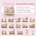 Set di 15 adesivi in PET Pink Misty Garden con motivi floreali vintage per journaling - Serie Recinto Di Fiori-Cortile Nebbia Rosa