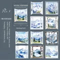 Watercolour nature PET stickers set with 20 pieces mountain window views for DIY journaling - 5. Mountain