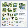 Monet Manor PET landscape stickers for DIY scrapbooking, 30 pieces Impressionist style set - Always Romantic - 2. Monet Manor (30 Sheets)