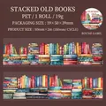 Nastro in PET decorativo con libri antichi per scrapbooking e diari DIY, misura 50mm x 2m - Vecchi Libri Impilati