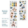 Nastro adesivo PET decorativo a tema fitness con illustrazioni di ragazze e attrezzi - Ragazza del Sole
