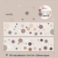 Retro Story 5cm wide PET decorative tape featuring earthy neutral colored dots pattern - Vanilla