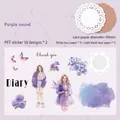Pack de pegatinas PET violetas con papel de encaje retro y collages de personajes - Sonido Púrpura