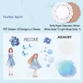 Set de pegatinas PET y papel de encaje Feather Spirit para collage de diarios - Espíritu de Pluma