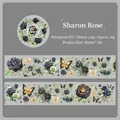 Nastro PET Rose of Sharon con rose nere e farfalle dorate per decorazione di diari DIY - Rosa di Sharon