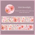 Nastro in PET Pink Moonlight con fiori e farfalle per scrapbooking, 50mm x 2m - Chiaro di Luna Rosa