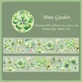 Nastro adesivo PET impermeabile tema Giardino di Menta con fiori e farfalle acquerello - Giardino di Menta