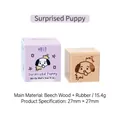 Beechwood and rubber stamp featuring a surprised puppy design for journaling decor - Surprised Puppy