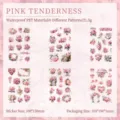 Pink floral waterproof PET stickers set with 6 sheets for vintage DIY scrapbooking - Pink Tenderness / 100*150mm (6 Sheets)