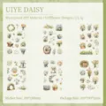 Vintage daisy floral PET stickers set with 6 waterproof decorative sheets for DIY - Green Daisy / 100*150mm (6 Sheets)