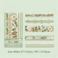 Retro floral PET stickers with 15 pieces of vintage lace and rose designs for DIY journaling - Gardenia Wish