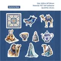 Gamma Blue PET floral stickers with Persian camels and traditional patterns for journaling - Exotic Peninsula Series-Gamma Blue 20pcs