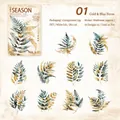 Golden and blue fern leaf PET stickers set for DIY scrapbooking and journal decoration - Gold Blue Fern (5733273892483)