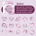 Set di adesivi PET tema succo con inchiostro bianco e motivi a spruzzo viola DIY - Succo di frutta