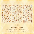6-sheet PET bakery stickers featuring croissants and bread for DIY scrapbooking - Bread Daily