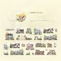 Garden Villas PET decorative tape featuring watercolor house designs and floral motifs - Garden Villa