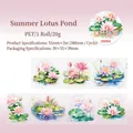 Pink Lotus PET decorative tape for journaling with waterproof summer pond floral designs - Pink Fairy Lotus