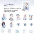 Floral Whisper PET stickers set with 15 pieces featuring blue girl and flower designs - Silhouette Among Flowers