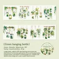 Nastro in PET con piante sospese ad acquerello per decorazioni di scrapbooking - Bottiglia Pendente Verde