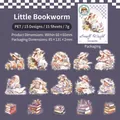 Adesivi in PET collezione Tiny Bookworm con 15 pezzi per decorazione fai-da-te - Piccolo Topo di Biblioteca