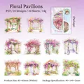 Set di 10 adesivi PET con motivi floreali e gazebo in toni pastello per decorazione - Padiglione Floreale