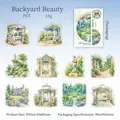 Floral Backyard PET stickers set featuring 10 European garden illustrations for journaling - Backyard Scenery