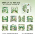Garden arch theme PET transparent stickers with romantic pink floral patterns for DIY scrapbooking - Romantic Arch