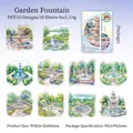 Garden fountain theme PET stickers for scrapbooking with watercolor floral fountain designs - Garden Fountain