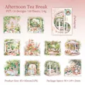 Set d'autocollants PET Goûter au jardin avec arches fleuries et dessins de desserts - Thé de l'après-midi